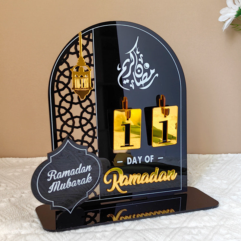 Calendario de Ramadán de acrílico para la cuenta regresiva de Eid Mubarak, decoración para el hogar