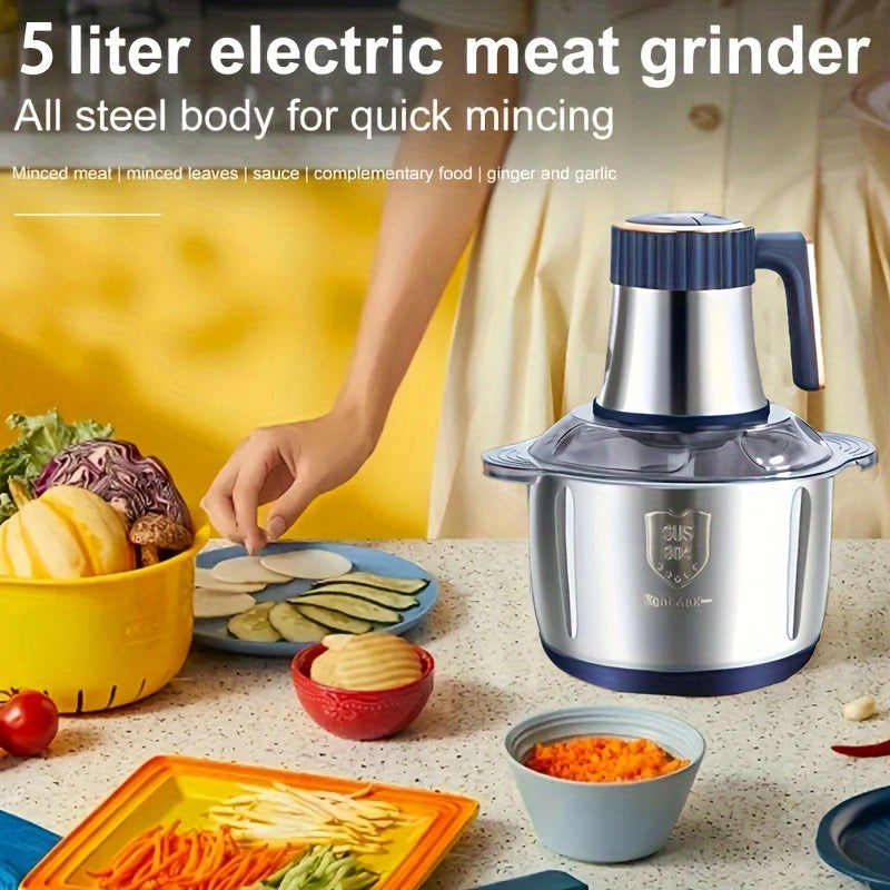 Molinillo de carne eléctrico de acero inoxidable con capacidad de 5L para carne, verduras, frutas y frutos secos