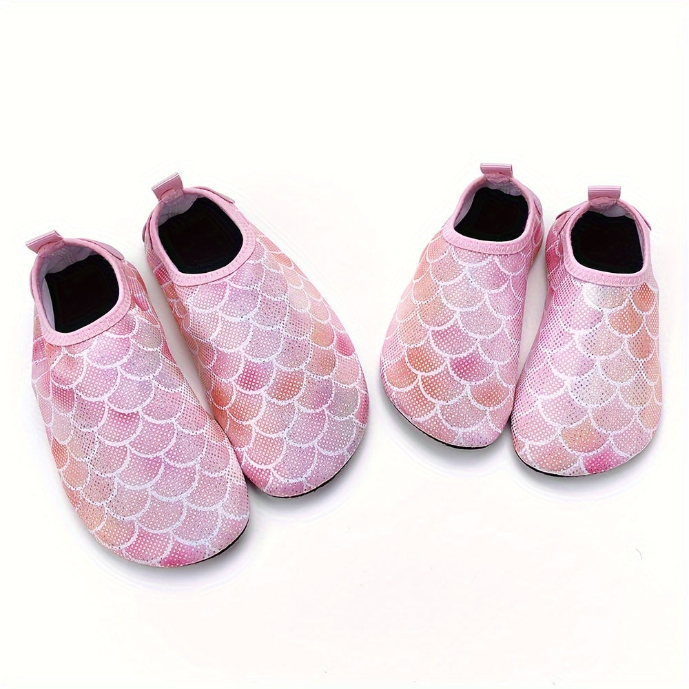 Girls' Mermaid Scale Aqua Socks Slip-On Water Shoes for Beach Pool Outdoor Activities