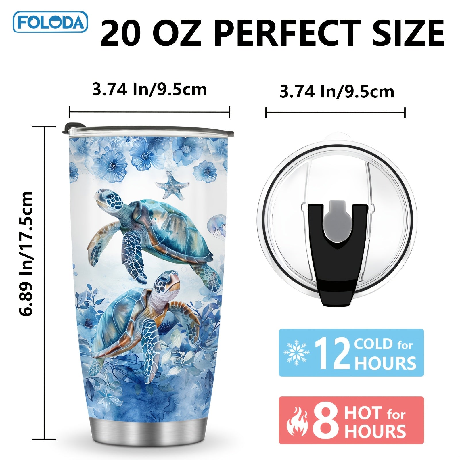 Stainless Steel Travel Mug with Sea Turtle Design for Women