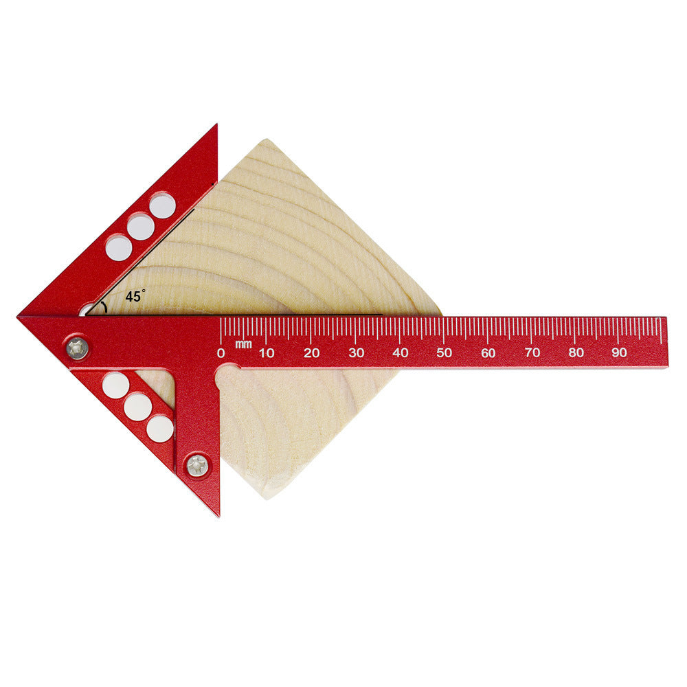 Escuadra de carpintería de aleación de aluminio, regla medidora de línea, marcador de ángulo, regla impermeable