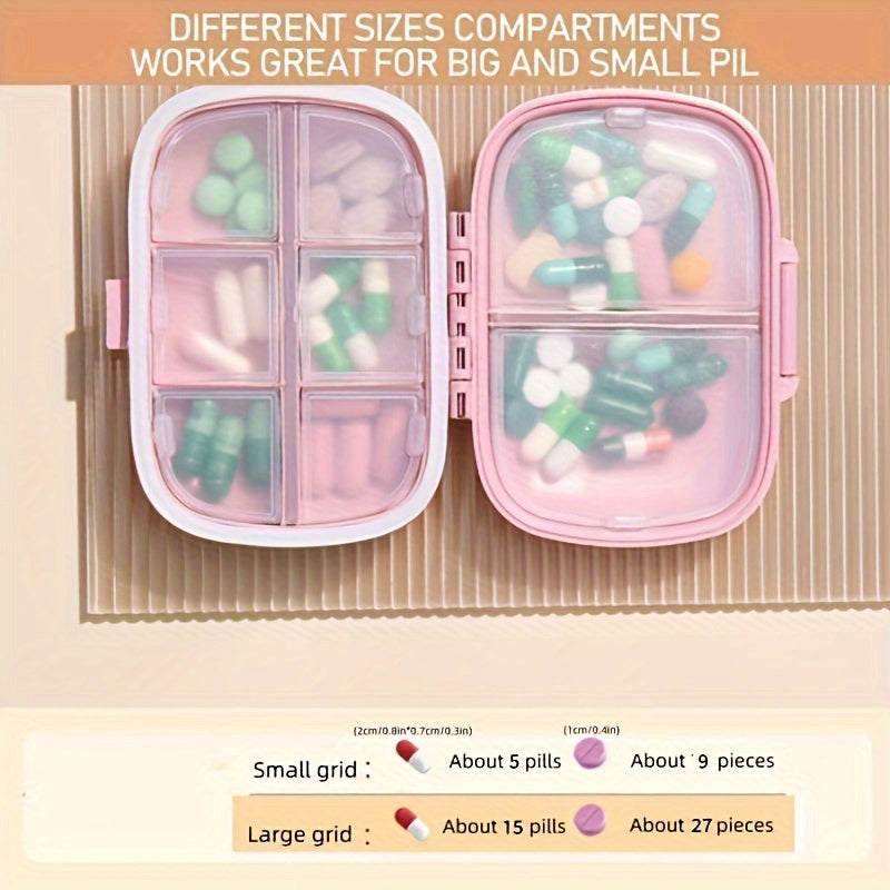 Portable 8-Compartment Medicine Box MoistureProof Travel Organizer