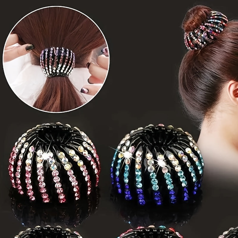 Hair Accessory Bird Nest Hair Clip Rhinestone Ponytail Holder for Women Girls