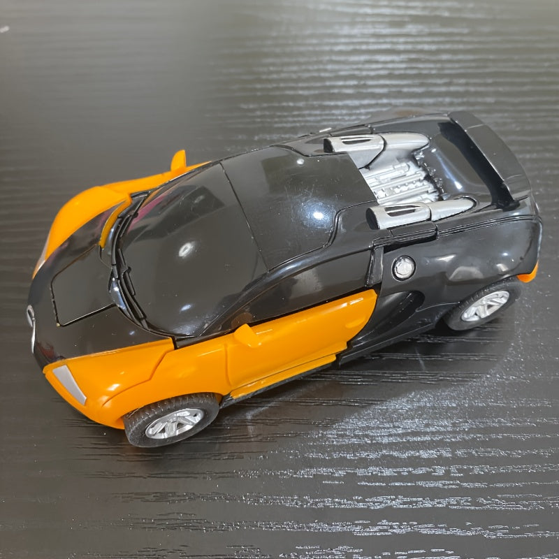 Blue Manual Push Transforming Toy Race Car for Kids Ages 3 and Up