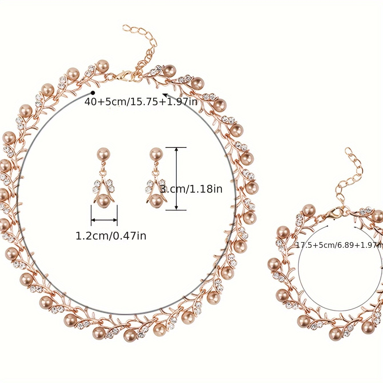 Women’s Jewelry Set Faux Pearl Silver-Plated Necklace Bracelet Earrings for Weddings Parties