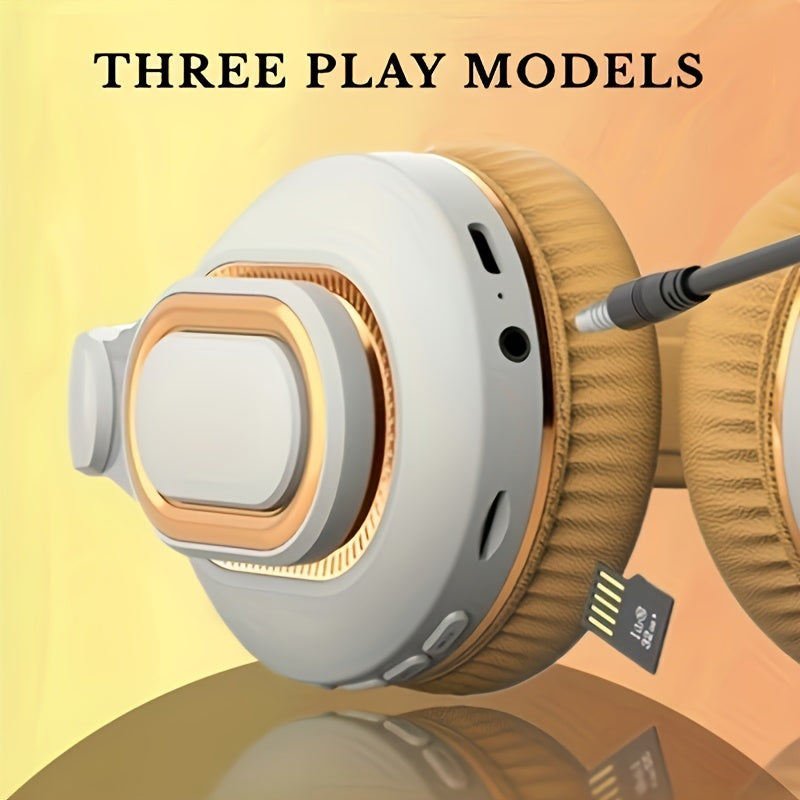 Auriculares inalámbricos con aislamiento de sonido, batería recargable, 16H de duración, micrófono, control de volumen, plegables para ejercicio, juegos y grabación