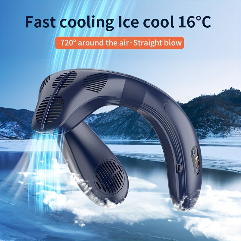 Portable Neck Fan with 360° Full-Body Cooling 5200mAh Rechargeable Battery