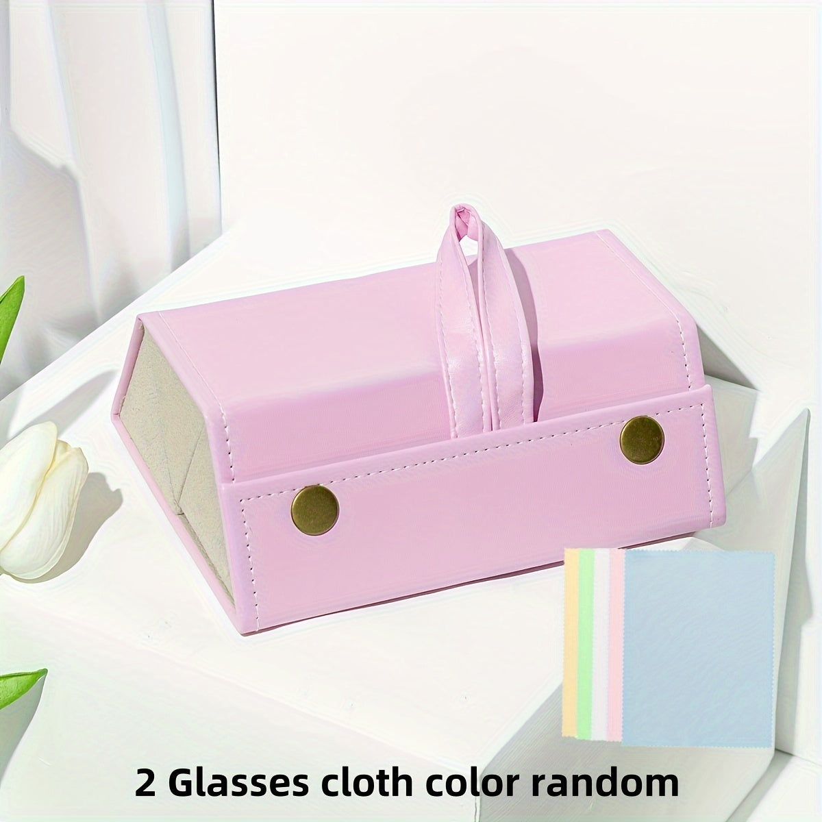 3 juft ko'zoynak uchun himoya qopqog'i, ayollar uchun mustahkam sayohat qopqog'i, 2 ta tasodifiy rangdagi tozalash matosi bilan birga