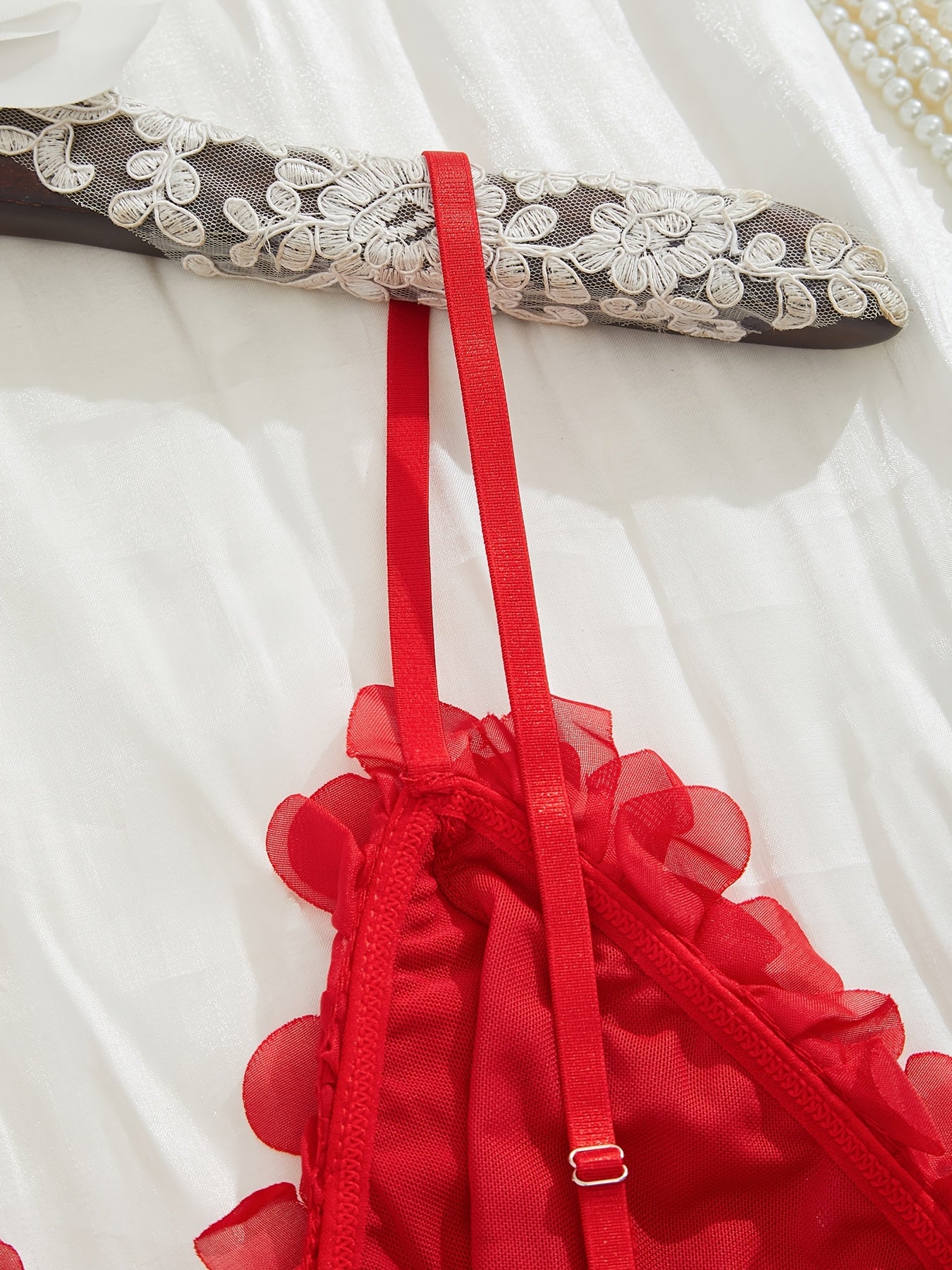 Plus Size Lace Floral Mesh Lingerie Set Sexy Contrast Spliced