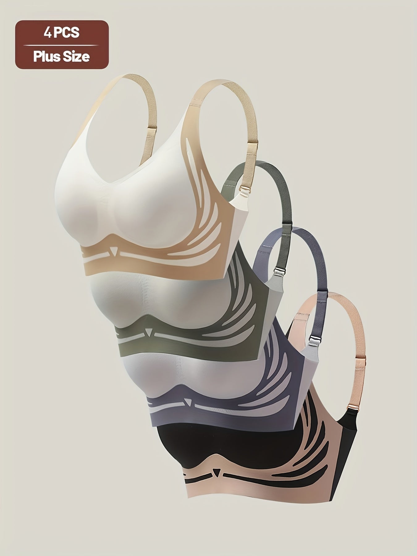 Plus Size Seamless Color Block Underwear Set for Women