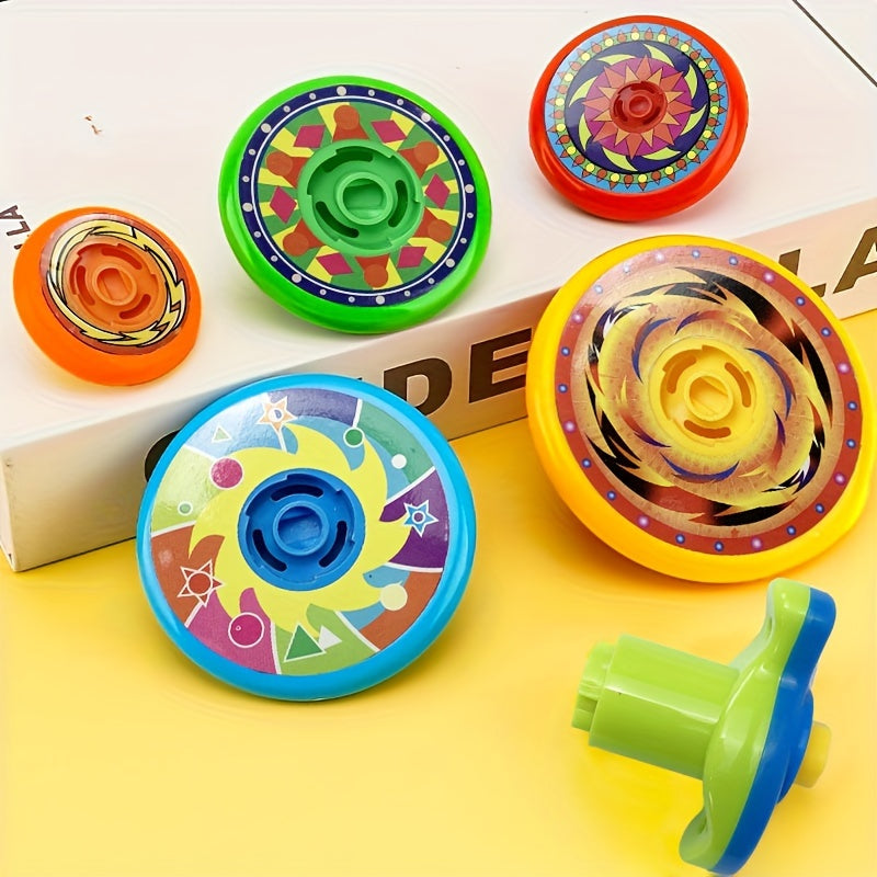 Set of 5 Multi-Color Spinning Tops for Stacking and Battle Games