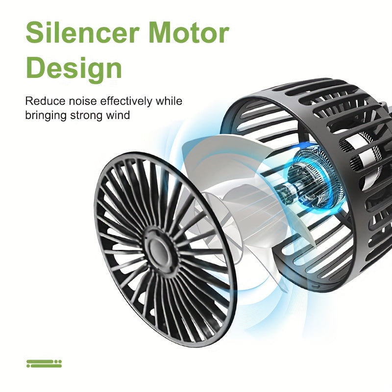 Car Fan Dual-Head Rear Air Circulator 3-Speed Adjustable 360° Rotation