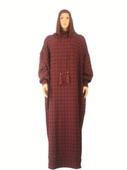 Plus Size Purple Abaya Dress With Lantern Sleeves Drawstring Waist