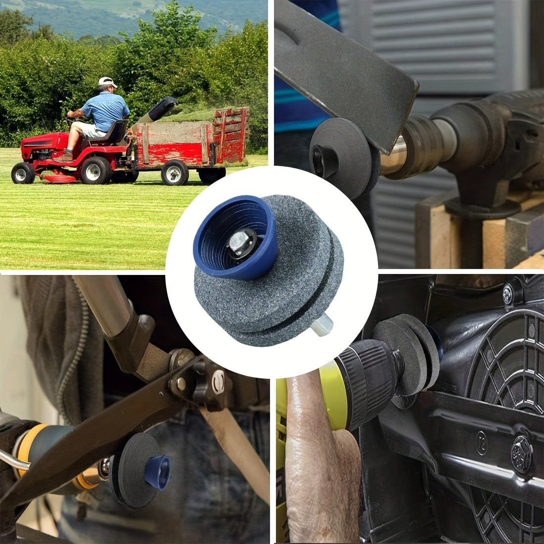 Universal Lawn Mower Blade Sharpener Double Layer Corundum Drill Guide