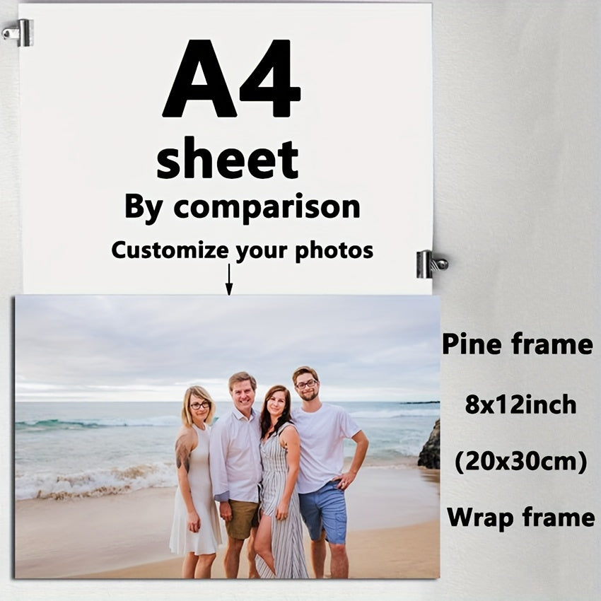 Personalized Family Photo Canvas Print Framed Wall Art for Living Room Bedroom Office