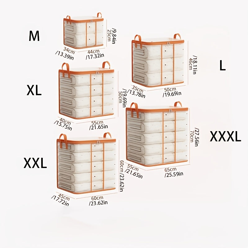 Большая прозрачная ПВХ сумка для хранения с фиксированными ручками, водонепроницаемая и пылезащитная, идеально подходит для организации одежды и постельного белья в общежитии, а также для практичного хранения под кроватью в спальне.
