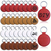Set of 30/32 PU Leather Key Rings for Men with Laser Engraving, Backpack Keychains