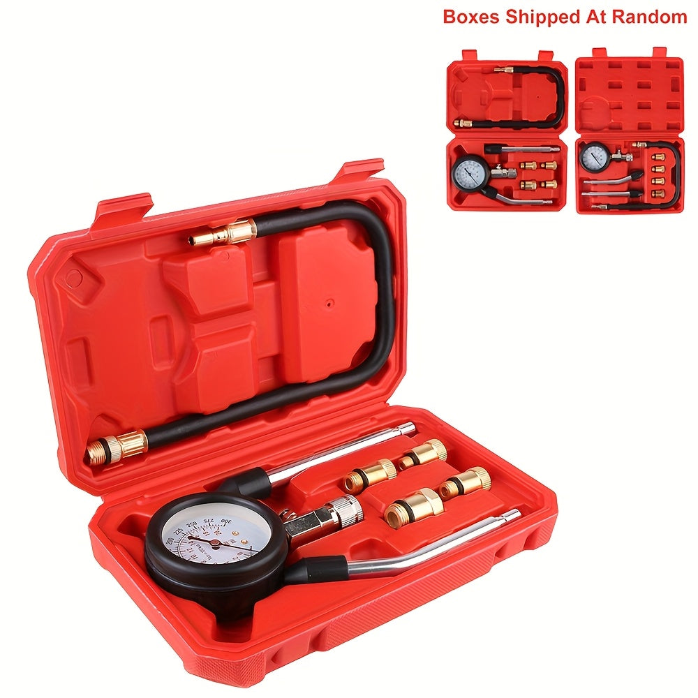 Automotive Compression Tester Kit with Pressure Gauge and Multiple Adapters