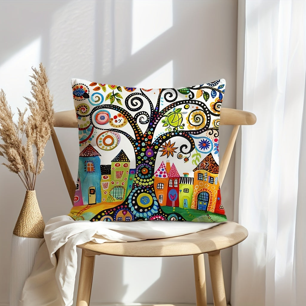 Подушка для дивана "Причудливое дерево", 1 шт., традиционный стиль, застежка-молния, только ручная стирка, ткань из полиэстера, декоративная подушка для разных комнат, доступные размеры: 29,97 см * 50,04 см, 44,96 см * 44,96 см - без наполнителя