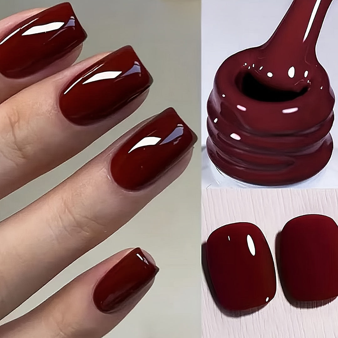 Ayollar uchun suv asosidagi lak, tez quriydi, uzoq davom etadi, burgundy rang, pedikюр va manikюр