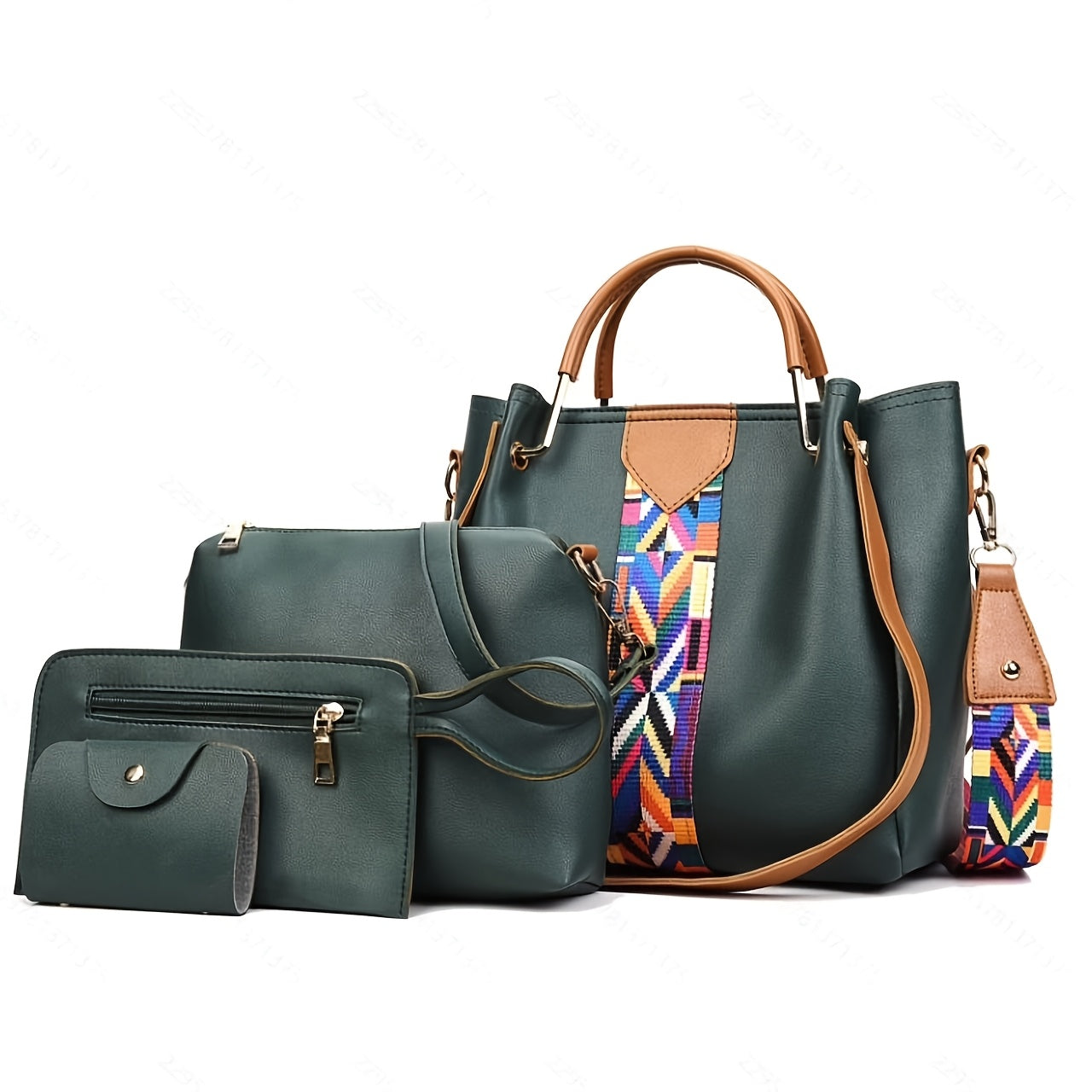 Yagona yelka kesilgan sumka moda to'rt dona to'plami.