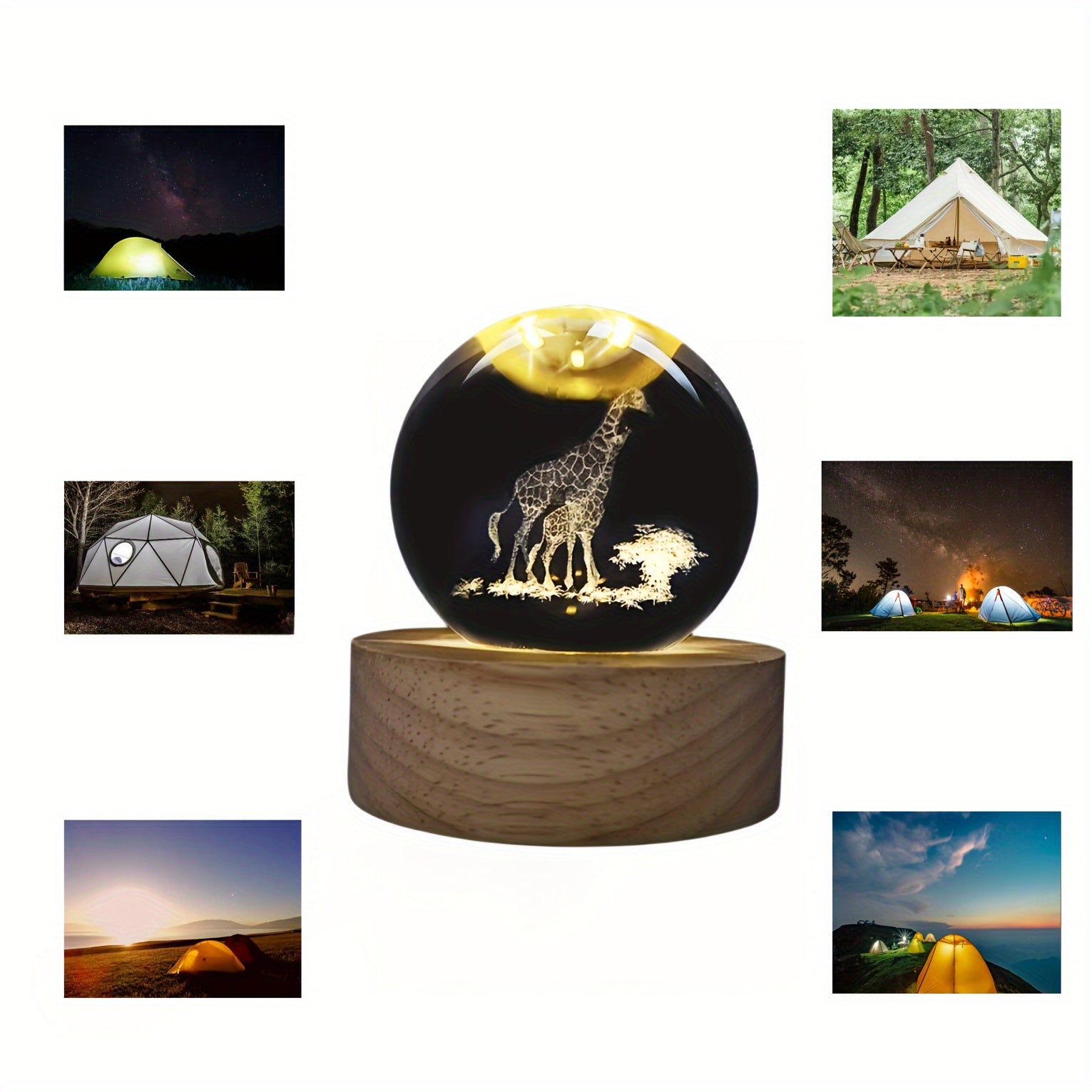 Giraffe Crystal Ball Night Light 6cm USB LED Desk Lamp for Bedroom Decor