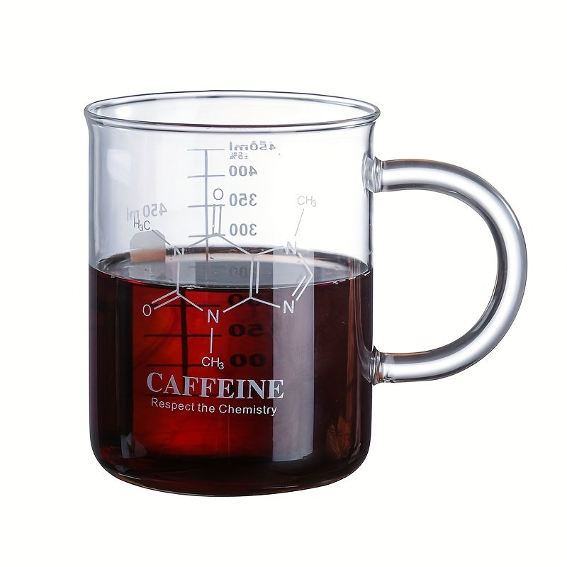 Heat Resistant Glass Coffee Mug 15.22oz with Measurement Marks for Summer Drinks