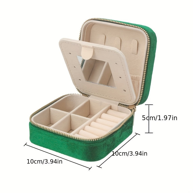 Мини переносная шкатулка для украшений с зеркалом для колец, ожерелий и гвоздиков