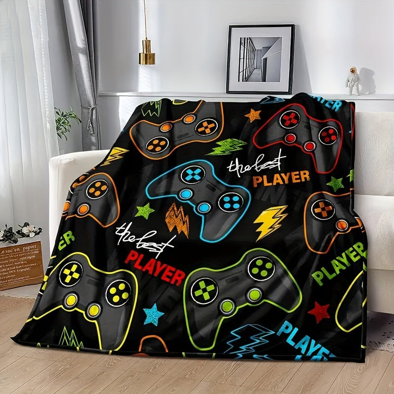 Soft Plush Gaming Controller Throw Blanket Ultra-Soft Knit Stain-Resistant All-Season