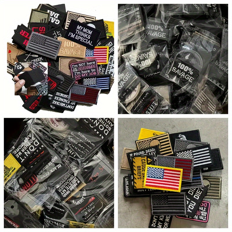 Set of 20 Embroidered Military Patches with Funny Designs for Bags, Clothing, and Gear