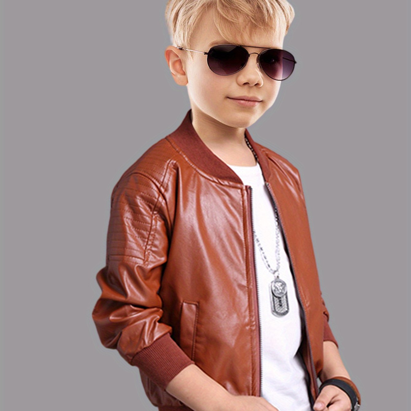 Kids Boys Zip-Up Jacket for Fall and Winter Polyester Solid Casual Over 3 Years