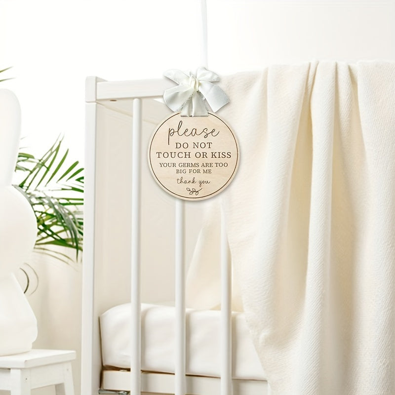 Wooden Sign with Ribbon Elegant Reminder to Please Avoid Touching or Kissing Decor Event Gift
