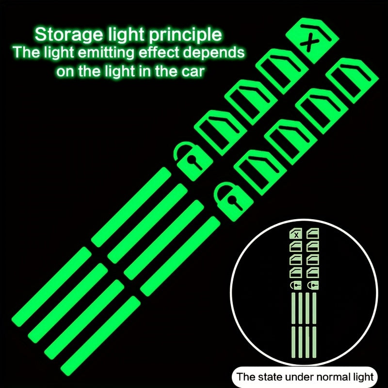 Car Interior Decor Decals Fluorescent Green Blue Orange Black Glow-in-Dark