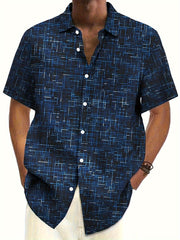 Plus Size Men's Checkered Graphic Print Short Sleeve Shirt for Summer