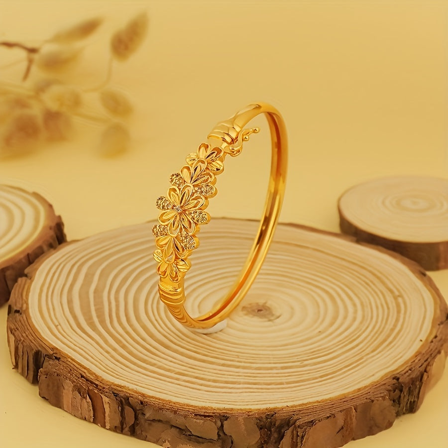 Hollow Waterproof Bangle with Cubic Zirconia Lock for Weddings and Gifts