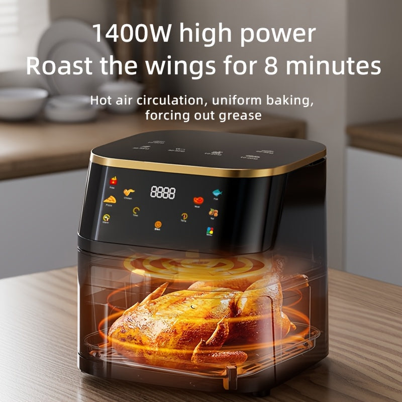 Digital oil-free rice cooker 6 preset cooking functions 10L air fryer for family camping