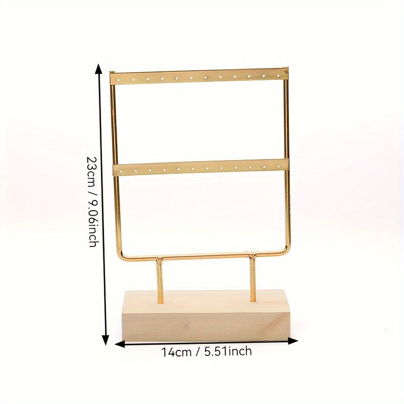 Многоуровневая стойка для железных серег с деревянной основой для хранения и демонстрации украшений
