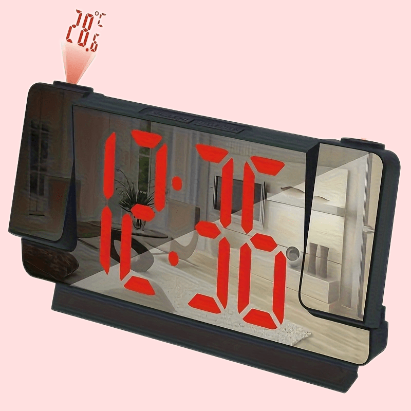 LED Dual Projection Alarm Clock with USB Power and Wall Mount for Bedrooms