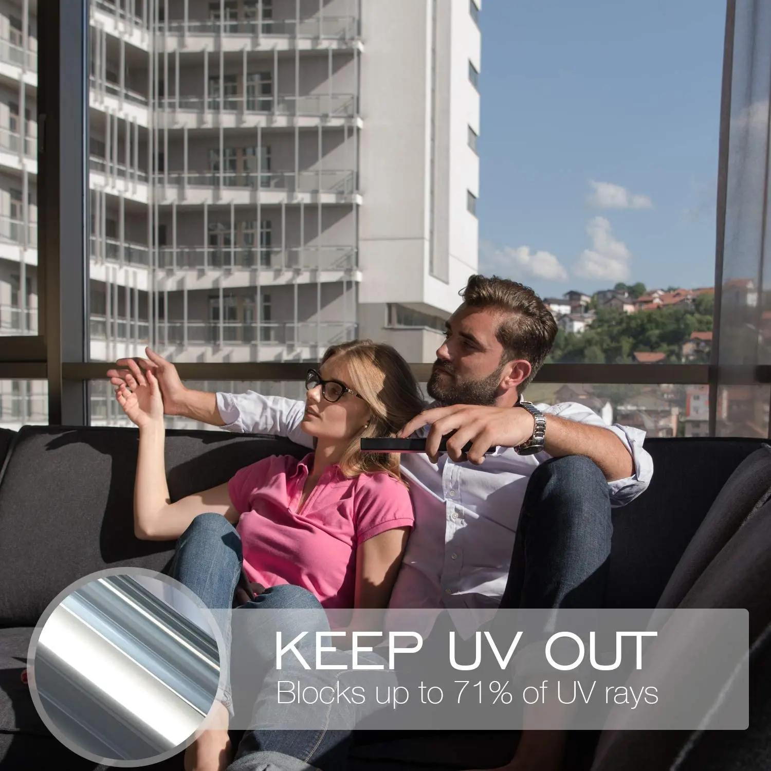 Sunshade Window Film UV Protection Privacy Reflective Self-Adhesive for Home Office