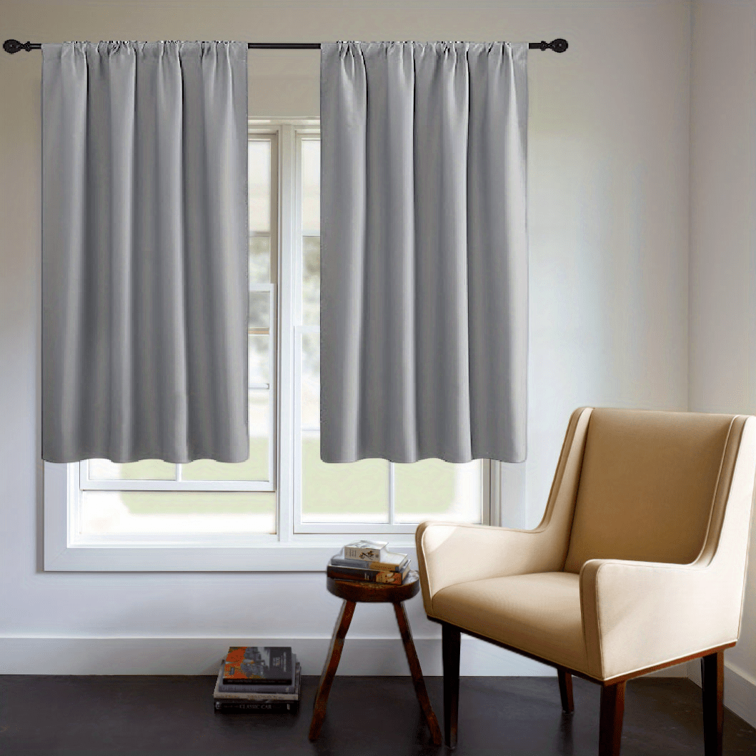 Blackout Curtain Panel Thick Rod Pocket Light Blocking Insulation Bedroom 200g