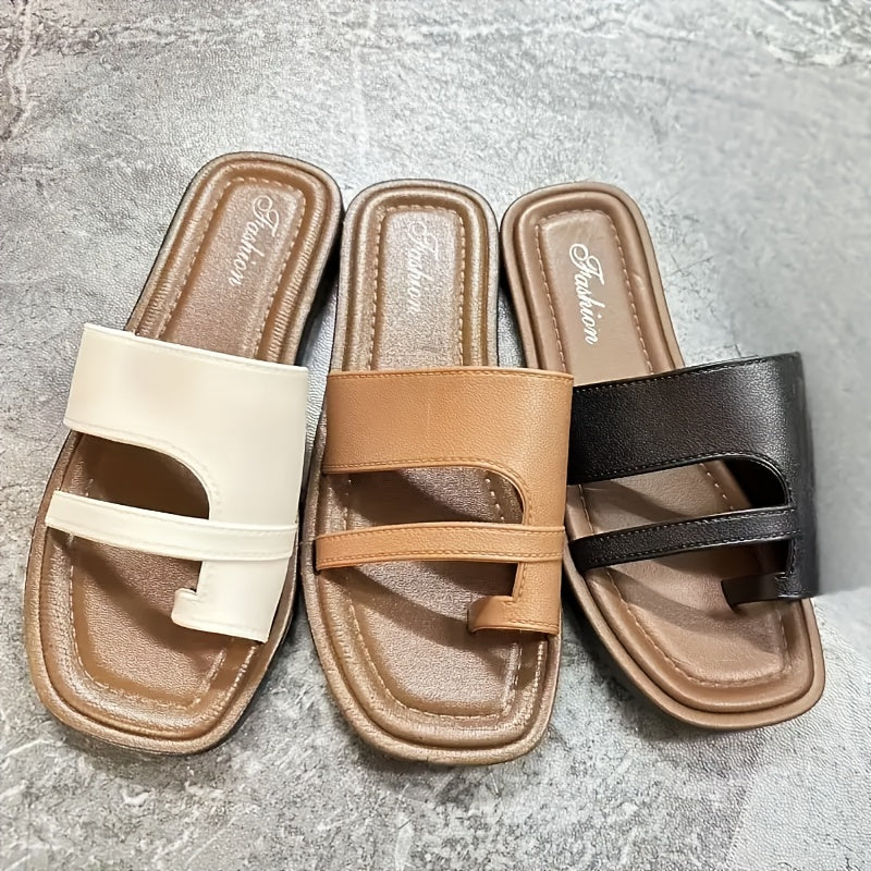 Women's Slip-On Sandals Open-Toe TPU PU Cushioned White Brown