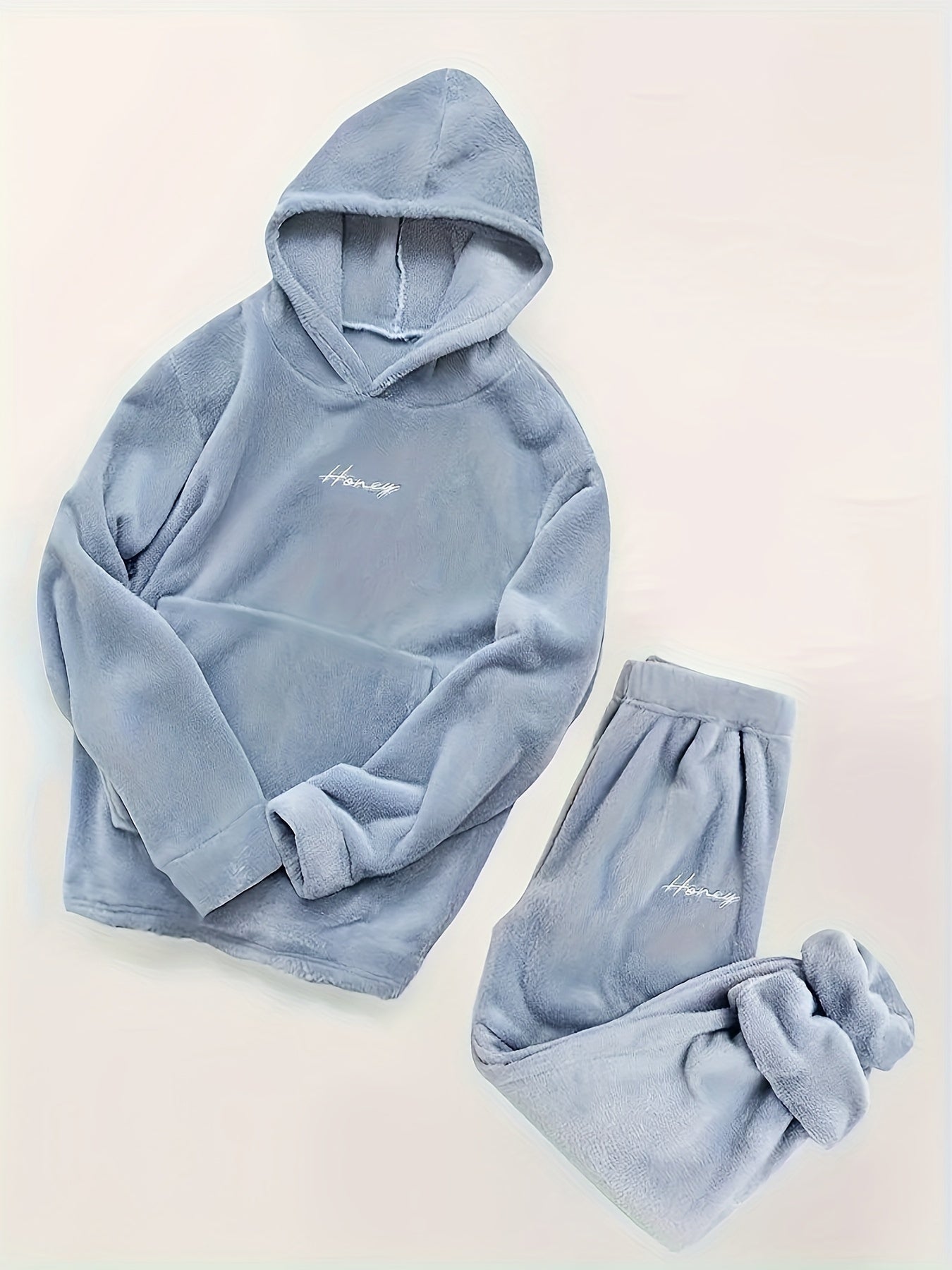 Conjunto de descanso para mujer talla grande con sudadera de franela y pantalones jogger pijama