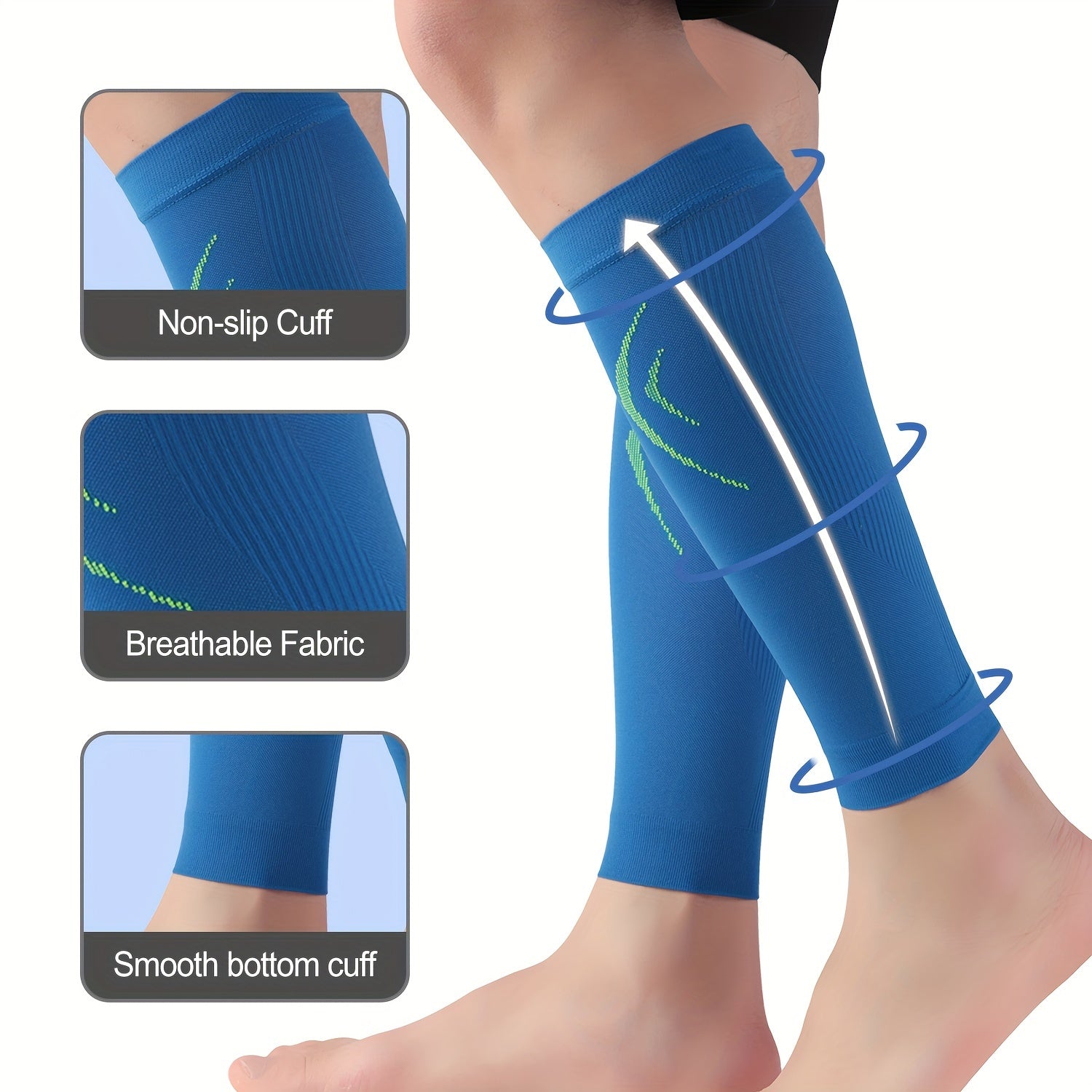 Men Women Calf Compression Sleeves 15-20mmHg Leg Footless Socks Summer