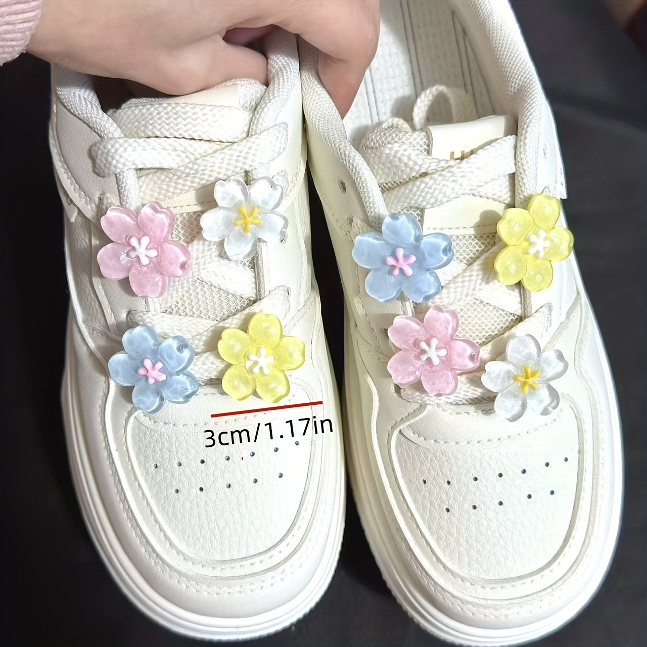 Unisex Flower Shoe Buckle Set 8pcs Cherry Blossom DIY Lace Decorations