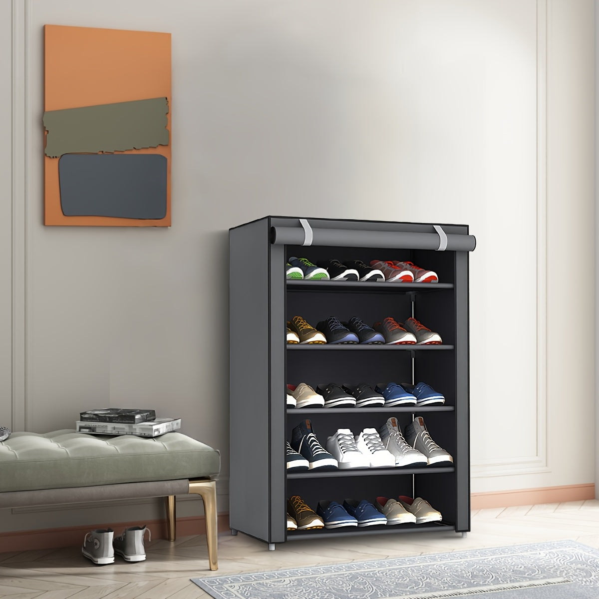 Organizador de zapatos de múltiples capas con funda antipolvo para almacenamiento en el hogar hasta 35 pares