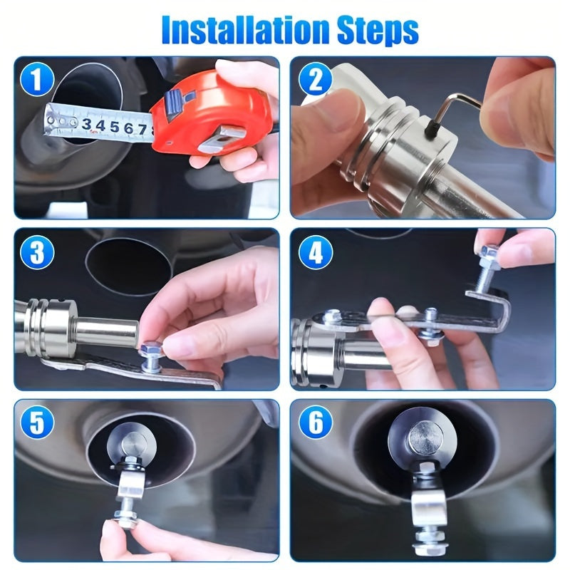 Universal Aluminum Turbo Sound Whistle Exhaust Pipe Set with Installation Tools
