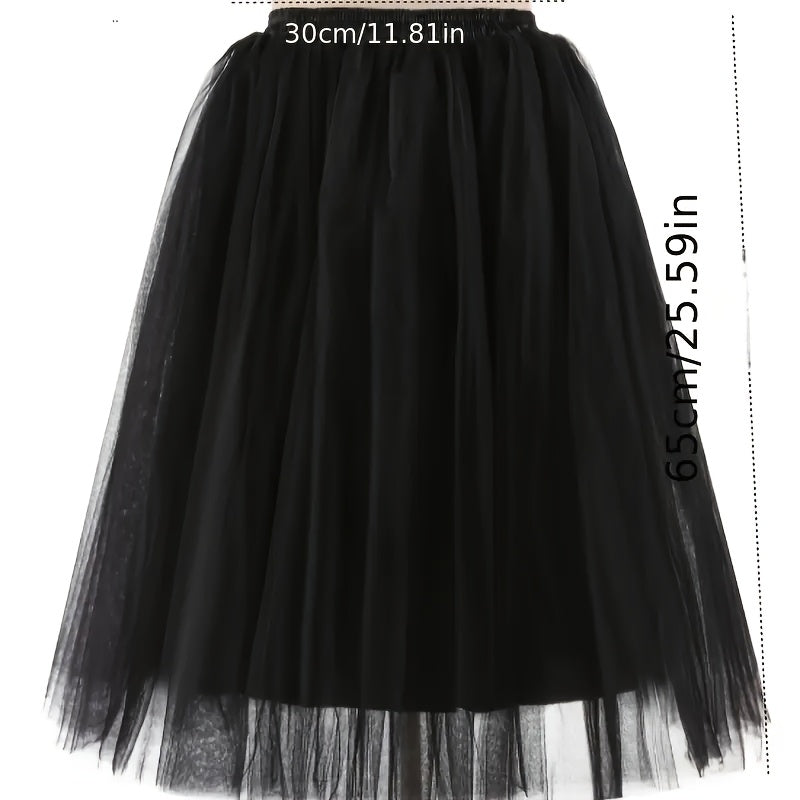 Women's Tulle Skirt Ballet Style Pleated Mid-Length for Girls and Women
