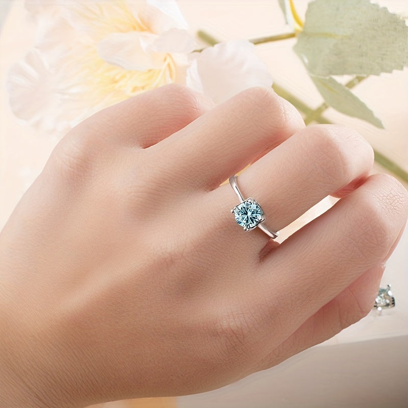 Набор украшений из стерлингового серебра 925 с моссанитом, включающий серьги, ожерелье, кольцо, 1 карат, подарок на помолвку и свадьбу