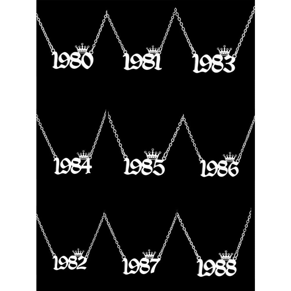 Women's Stainless Steel Crown Pendant Necklace Black White Minimalist Gift