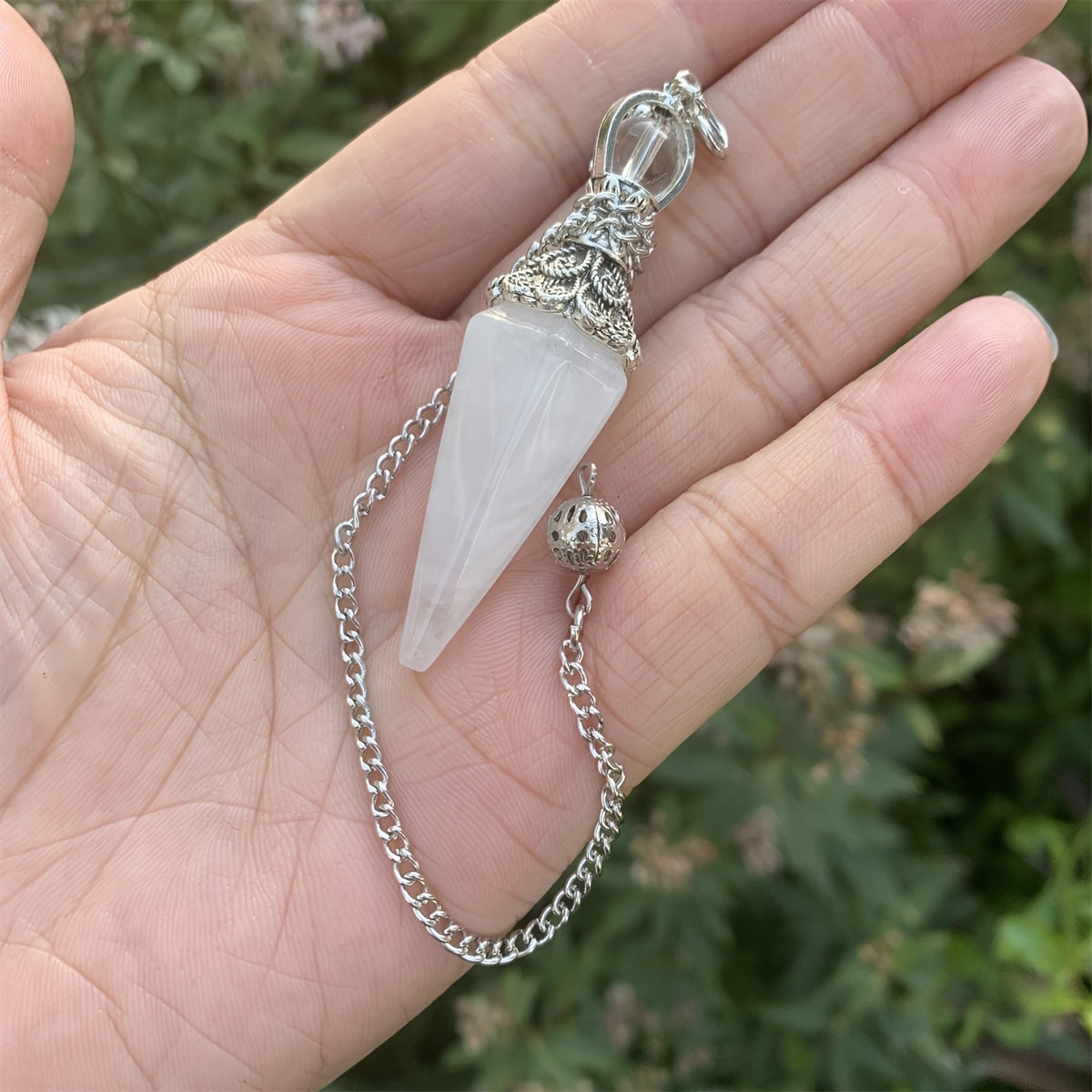 Natural Six Pyramid Crystal Pendulum Hanging Ornament Multi-Colored Gemstone Jewelry